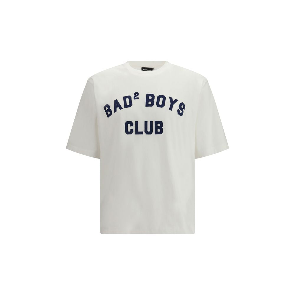 White Cotton T-Shirt with Contrasting Lettering by Dsquared2