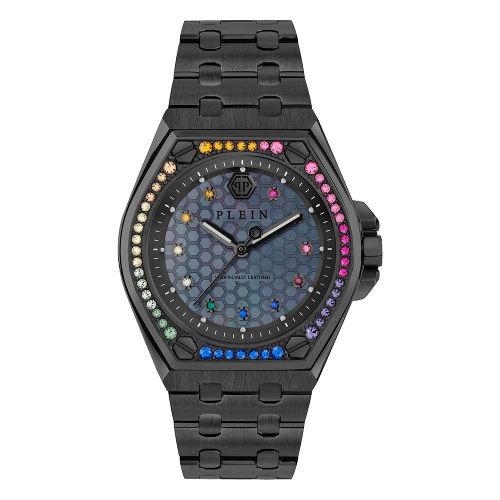 Schwarze Edelstrahl-Armbanduhr mit Quarz-Uhrwerk