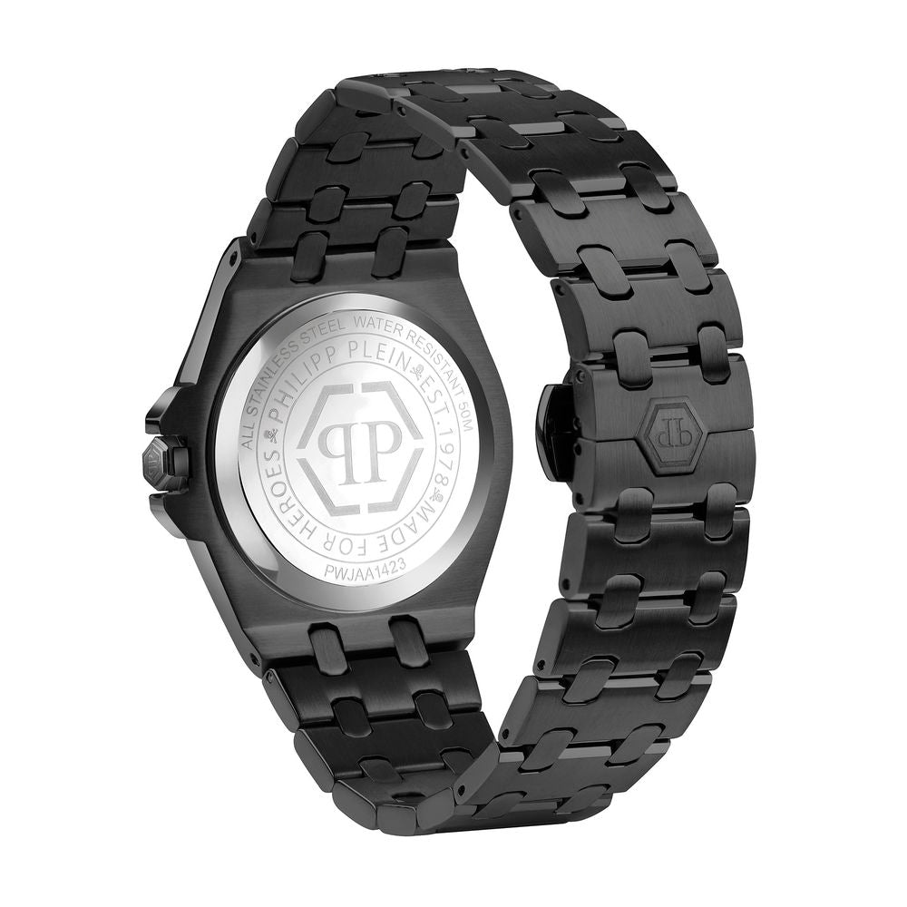 Schwarze Edelstrahl-Armbanduhr mit Quarz-Uhrwerk