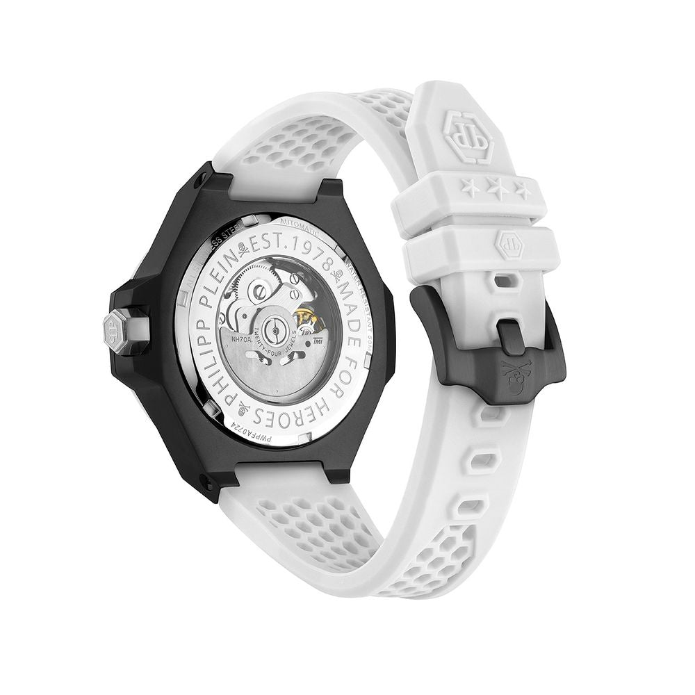 White Synthetic Sport Watch with Black Dial