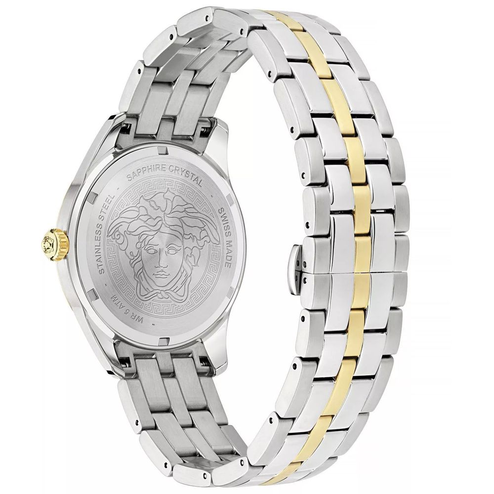 Gray Dress Watch with Green Dial and GMT Function