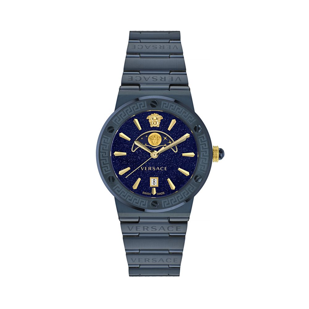 Blaue Armbanduhr mit Mondphasenanzeige