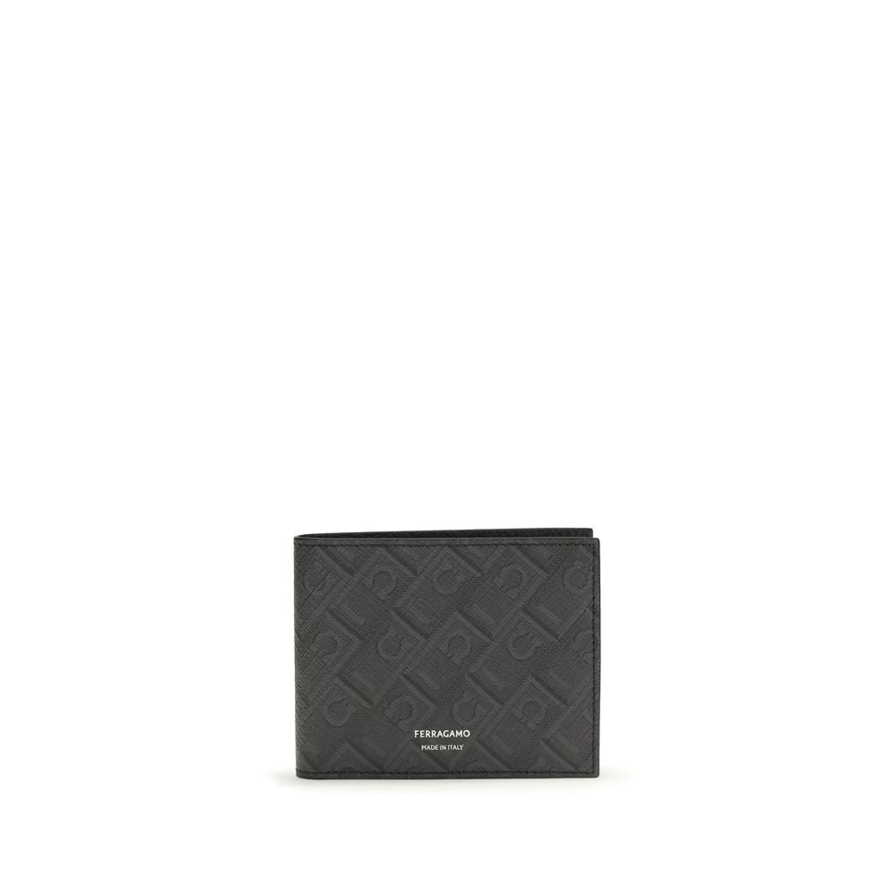 Schwarzes Lederportemonnaie mit Monogramm von Ferragamo