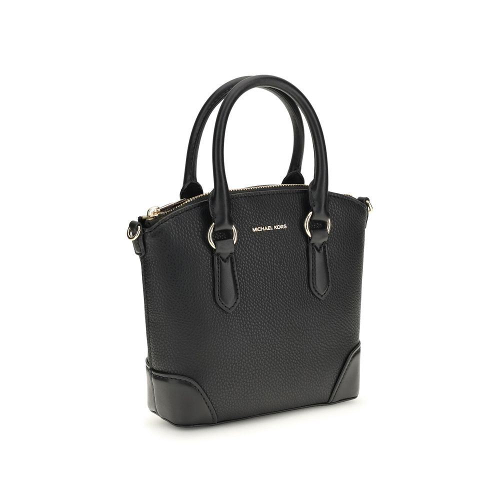 Black Leather Handbag with Signature Logo