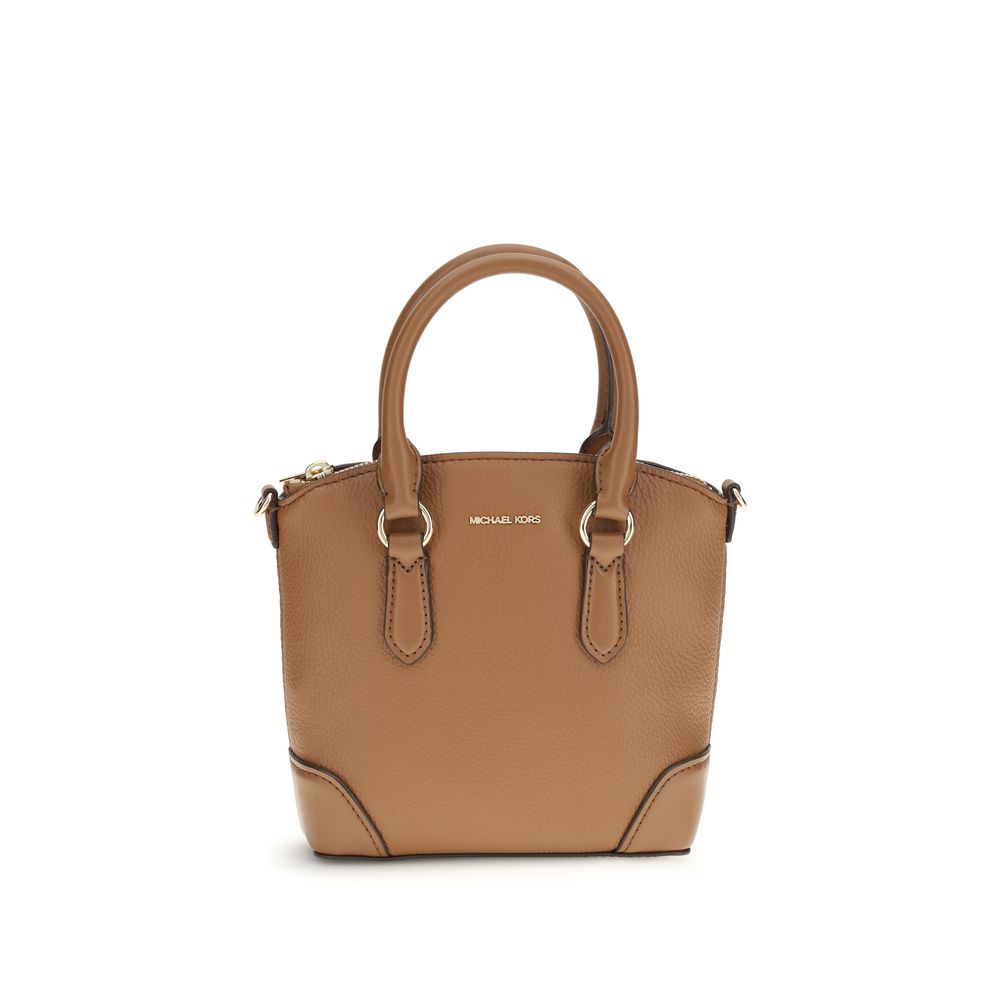 Beige Leather Handbag with Signature Logo