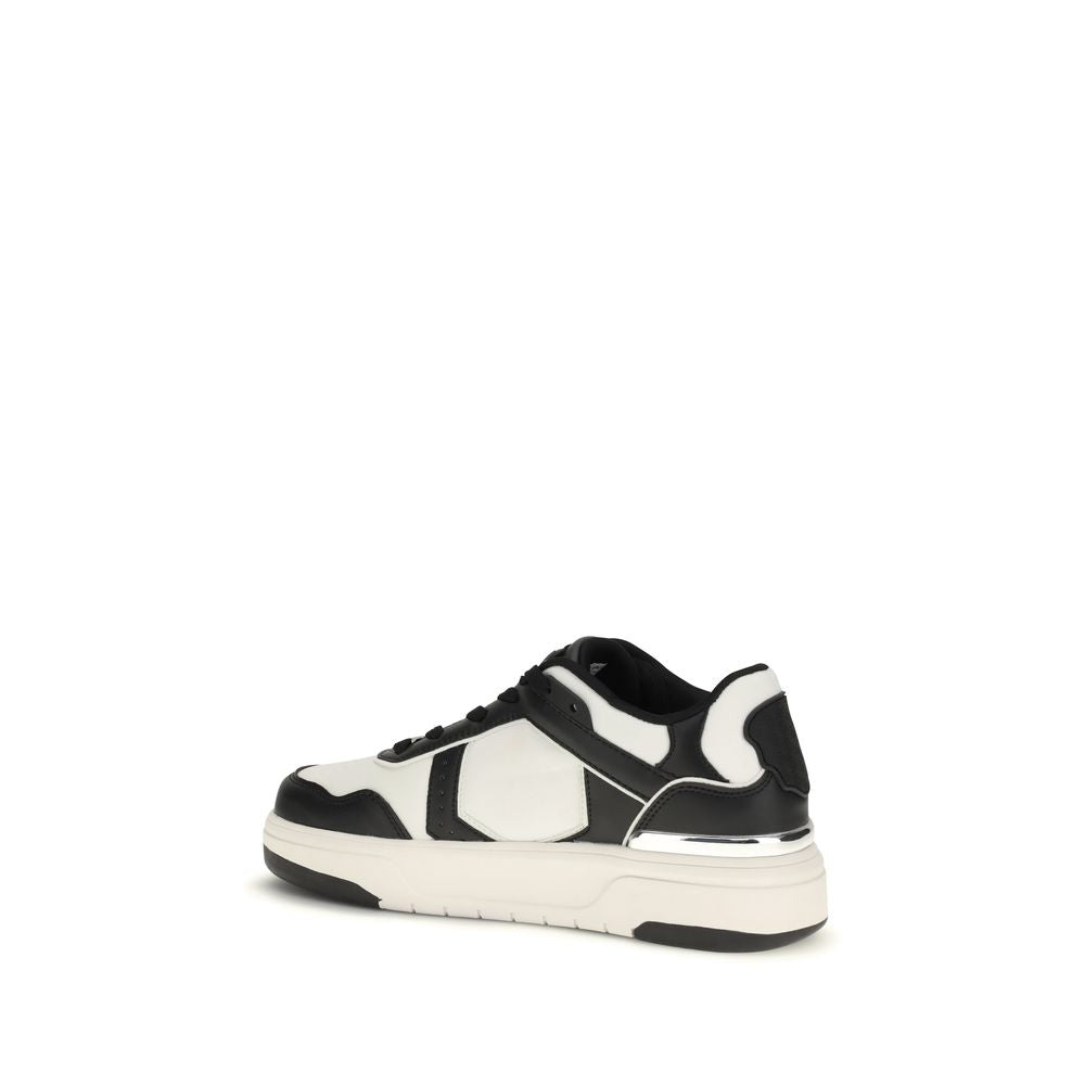 Black Leather Sneakers with Nickel Logo by Philippe Plein