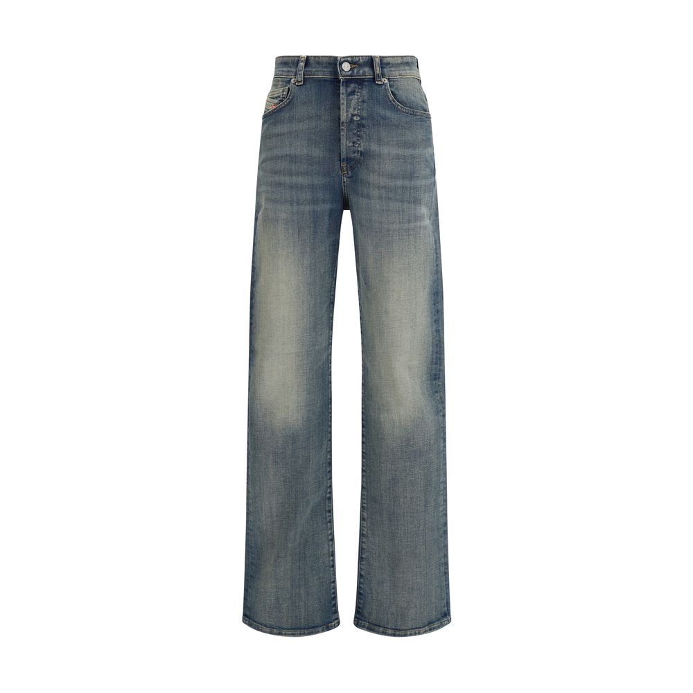 Blue Cotton Straight-Leg Jeans by Diesel