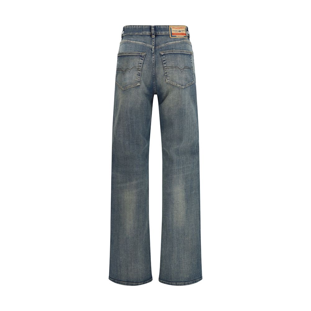 Blue Cotton Straight-Leg Jeans by Diesel