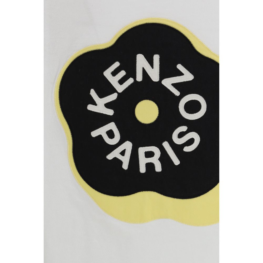 White Cotton T-Shirt with Kenzo Boke Flower Embroidery