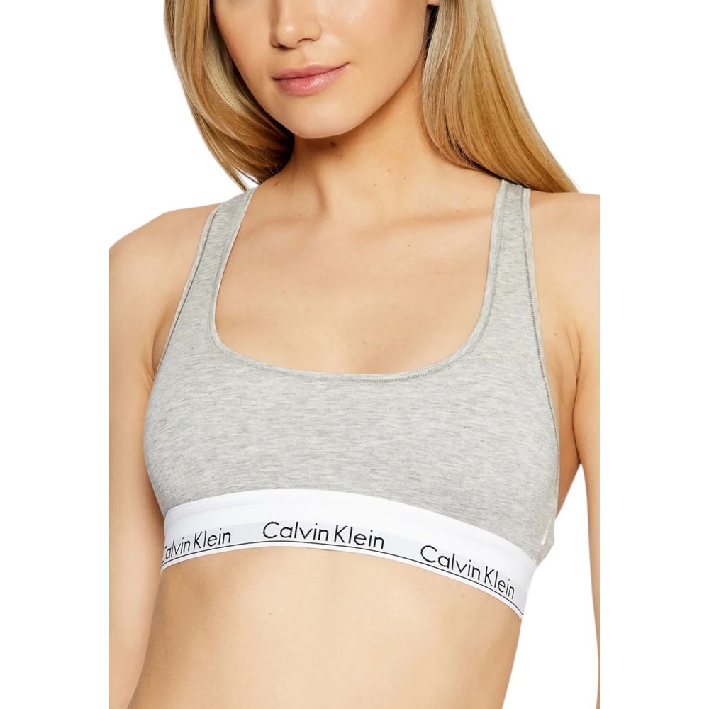 Gray Cotton Calvin Klein Bra with Logo Band