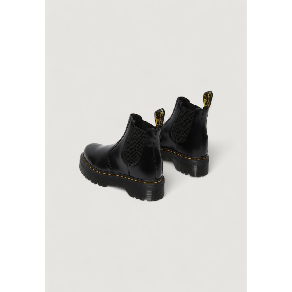 Black Leather Ankle Boots with Sturdy Sole