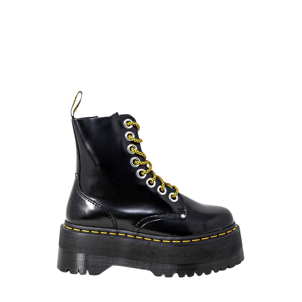 Schwarze Leder-Schnürkampfstiefel