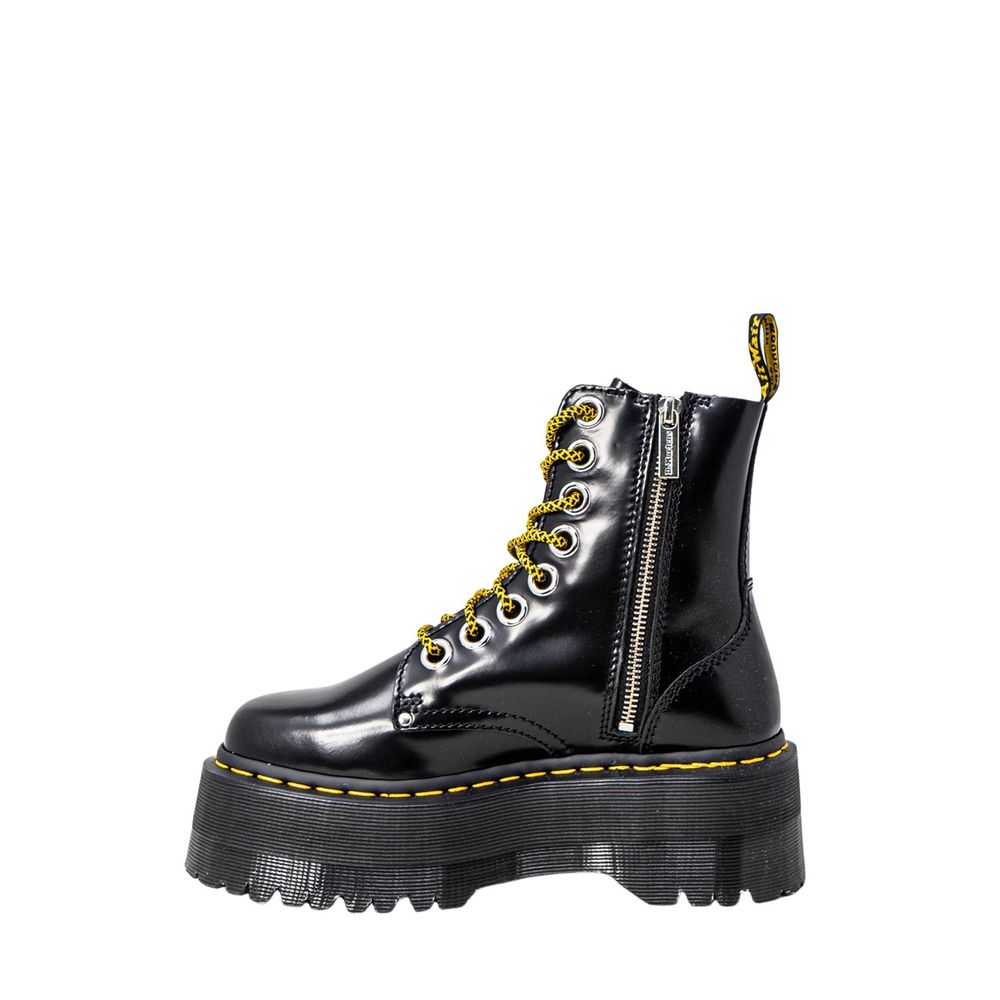 Schwarze Leder-Schnürkampfstiefel