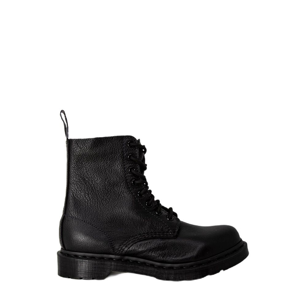 Schwarze knöchelhohe Schnürstiefel aus Leder