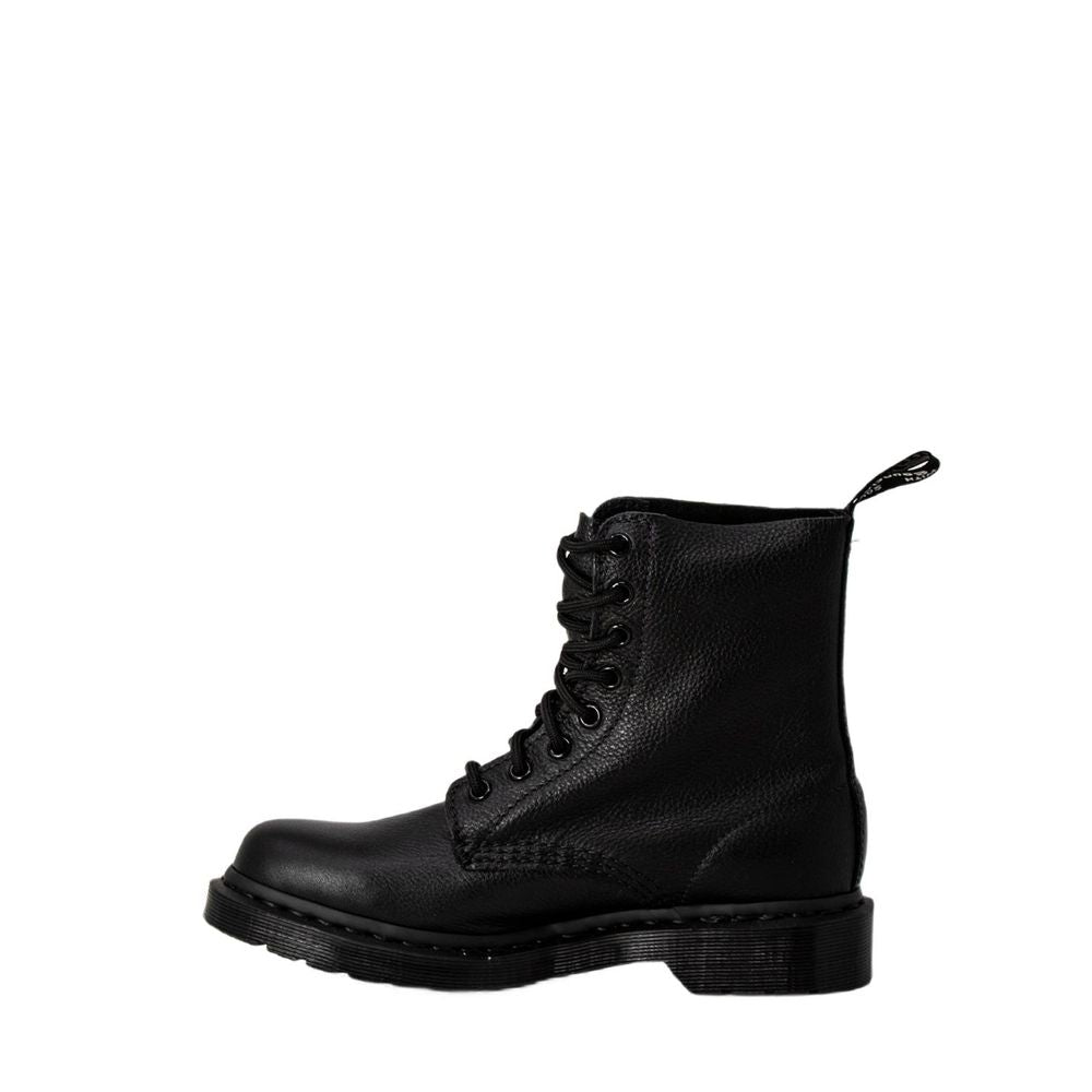 Schwarze knöchelhohe Schnürstiefel aus Leder