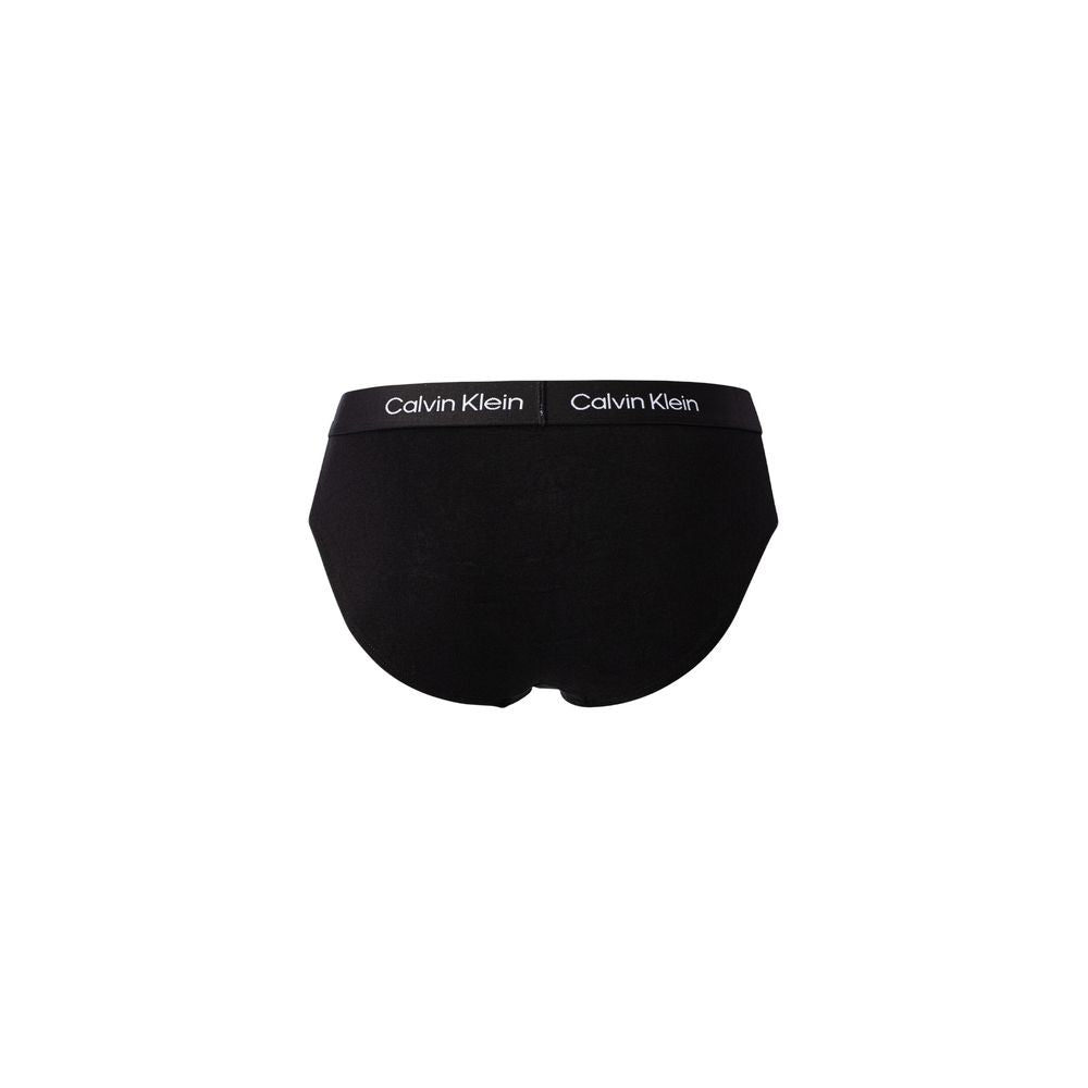 Black Cotton Briefs with Logo Waistband 3-Pack