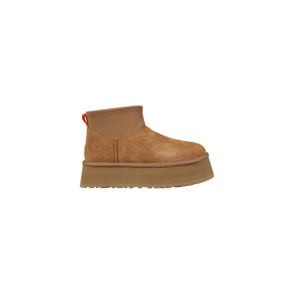 Beige Lederstiefeletten mit Gummisohle