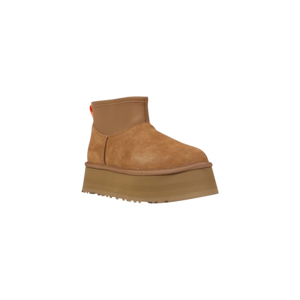 Beige Lederstiefeletten mit Gummisohle