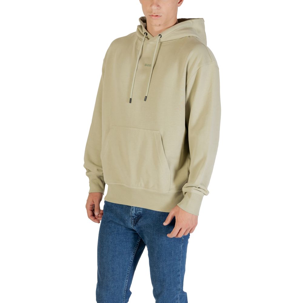 Green Cotton Hoodie with Embroidered Logo and Drawstring Hood