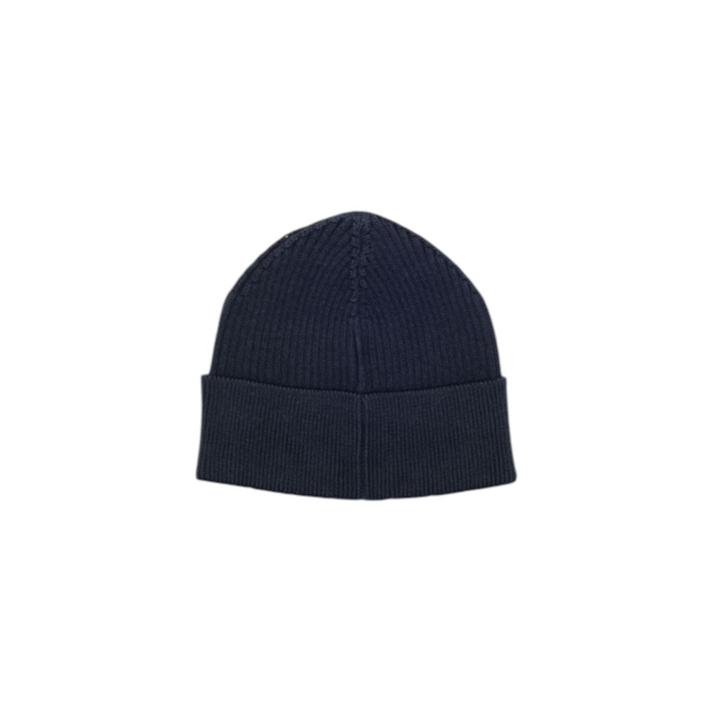 Blue Cotton Wool Beanie with Logo Detail