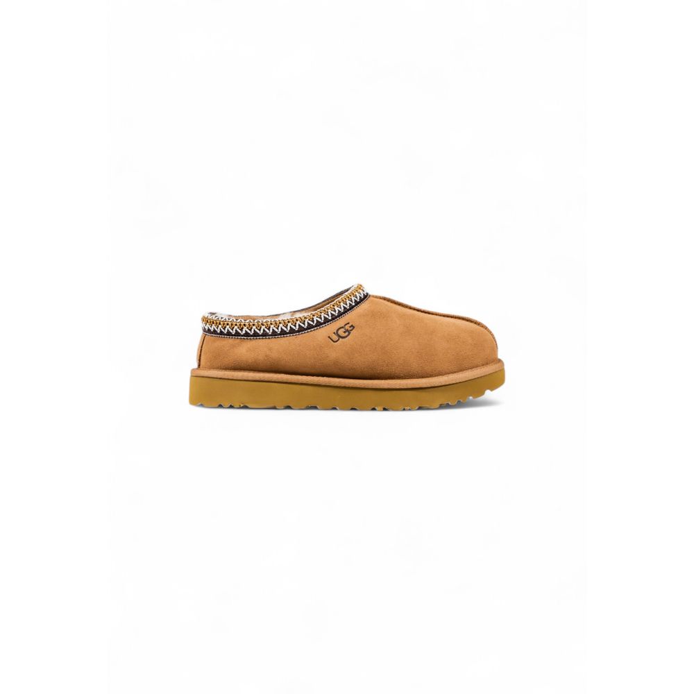Beige Lederstiefeletten mit besticktem Besatz