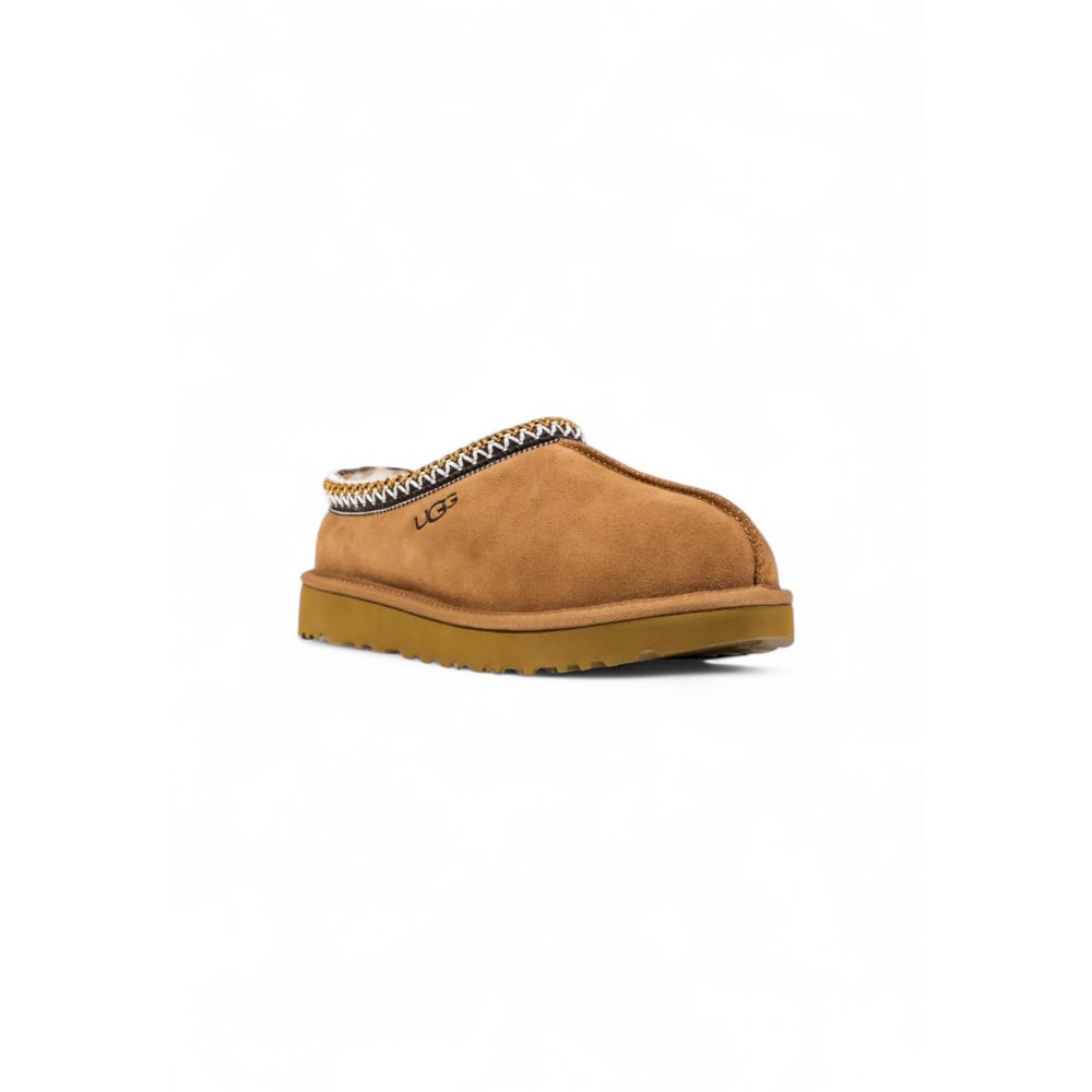 Beige Lederstiefeletten mit besticktem Besatz