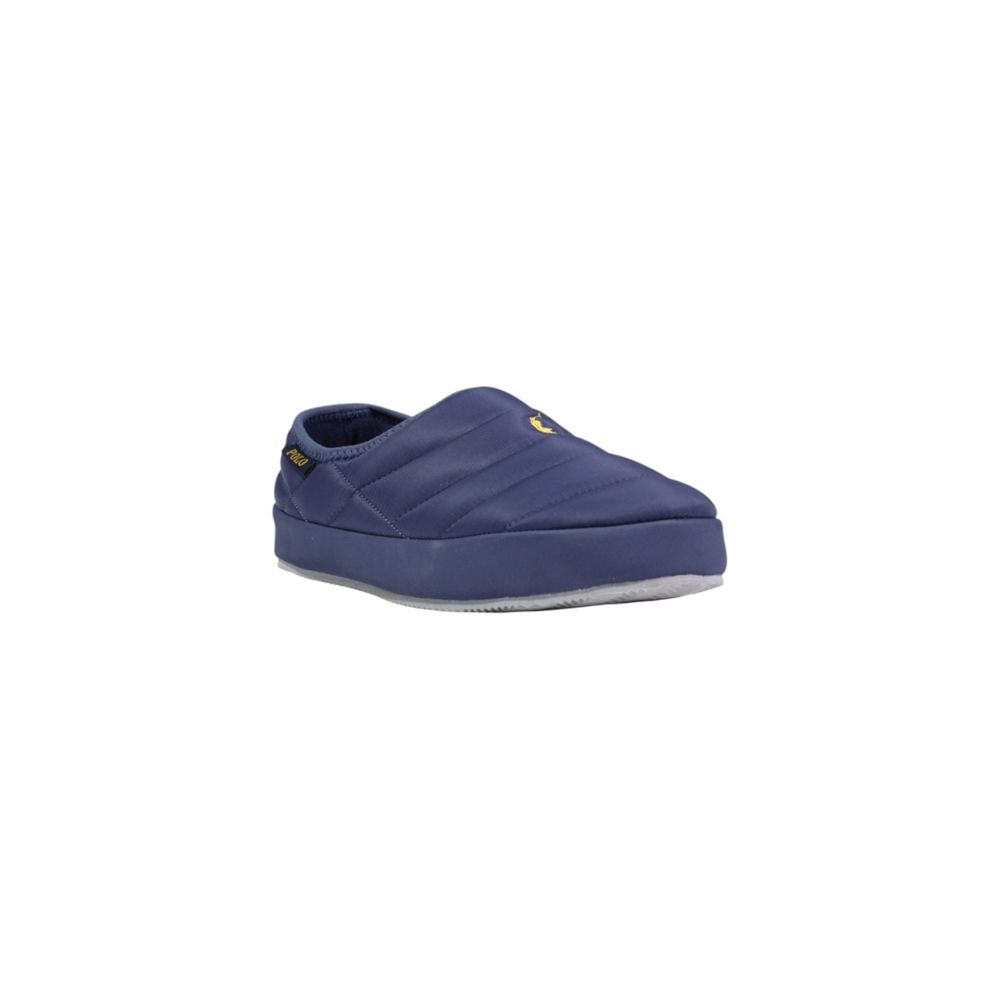 Blaue Synthetik-Slipper mit gestepptem Komfort