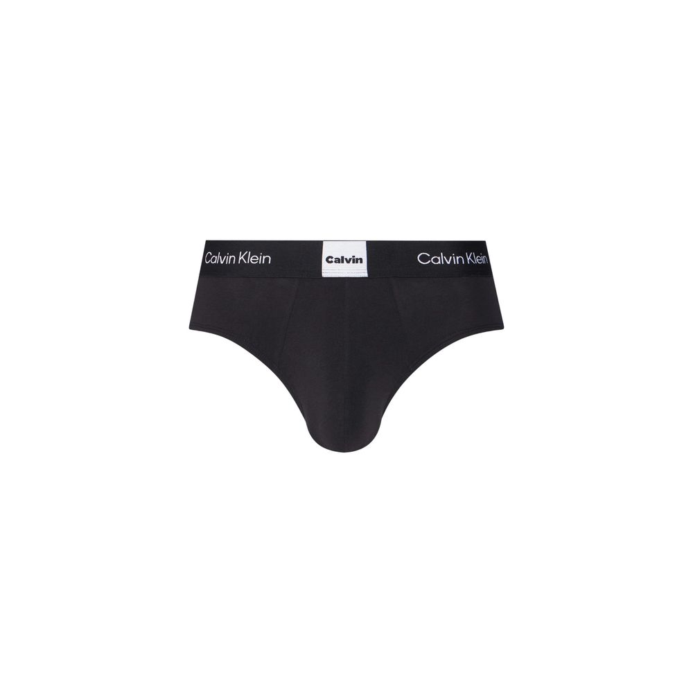 Schwarze Baumwollslips mit Logobund im 3er-Pack