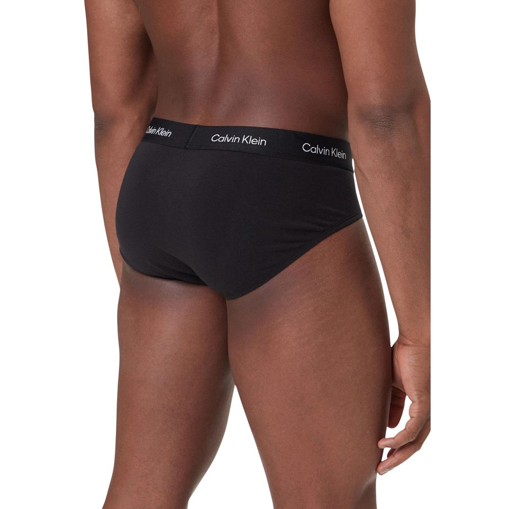 Black Cotton Briefs with Signature Logo Waistband 3-Pack