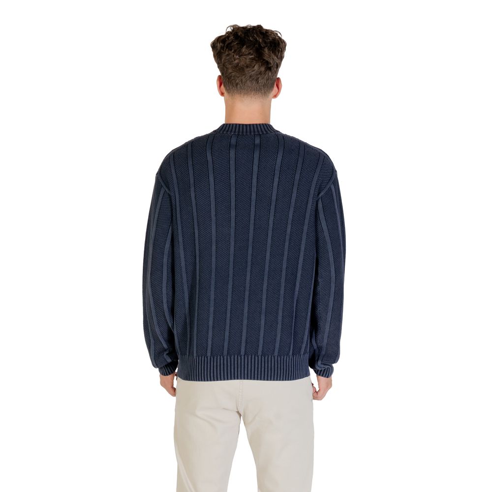 Blaues Baumwoll-Sweatshirt mit Rundhalsausschnitt
