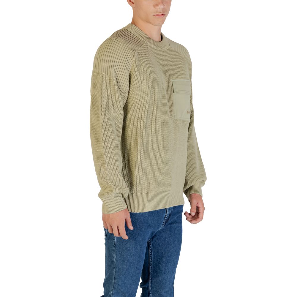 Green Cotton Sweatshirt with Embroidered Logo Patch