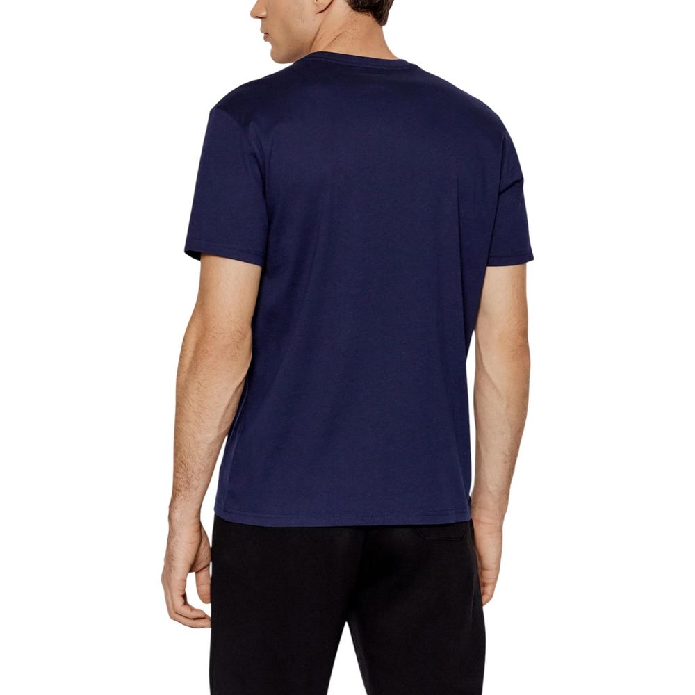 Blaues Baumwoll-Rundhals-T-Shirt mit Polo-Logo