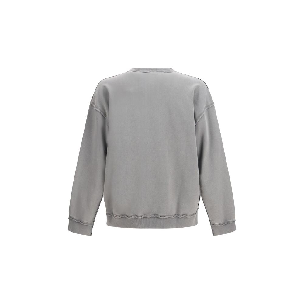 Gray Cotton Sweatshirt with Raw-Cut Hem