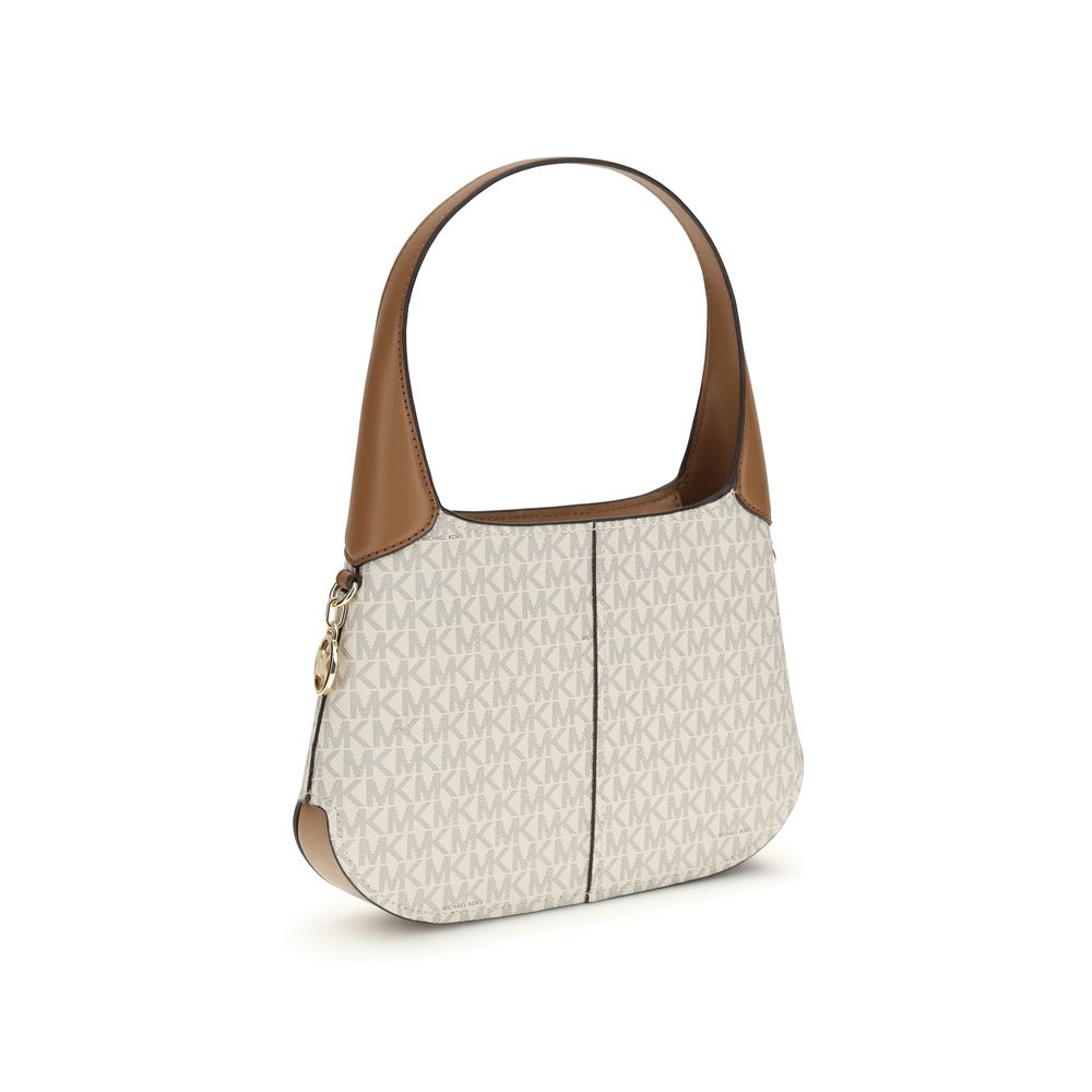 Beige Michael Kors Alice Schultertasche aus Baumwolle mit Golddetails