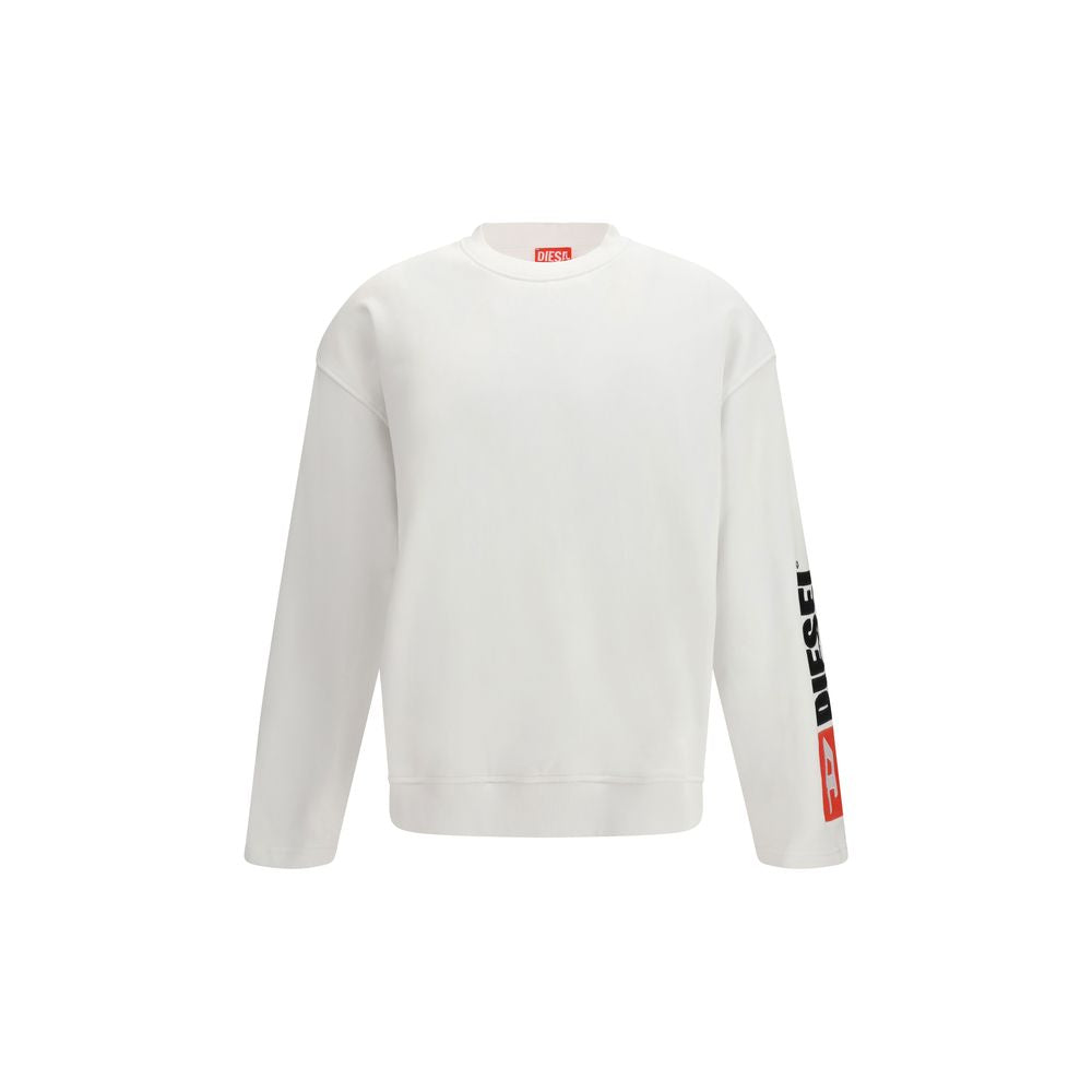 Weißes Baumwoll-Sweatshirt mit Diesel-Logo-Detail