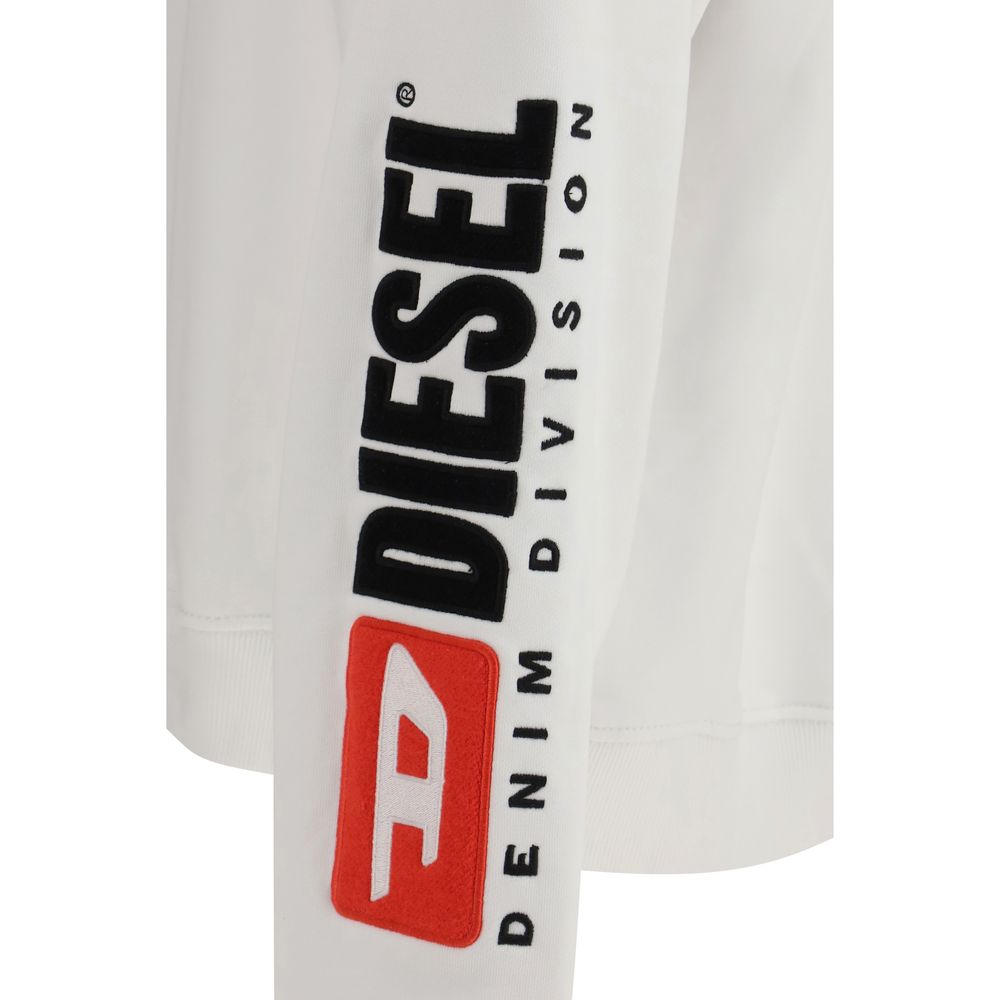 White Cotton Sweatshirt with Diesel Logo Detail