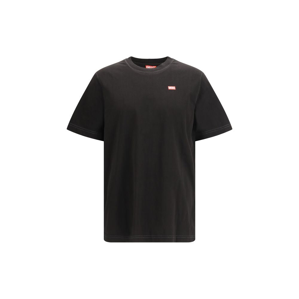 Black Cotton T-Shirt with Graphic Print by Diesel