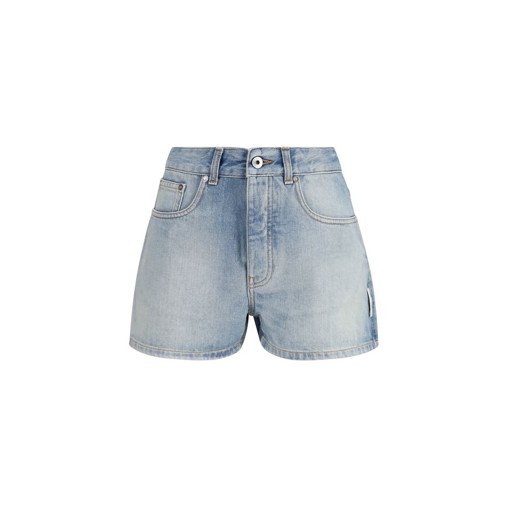 Blaue Baumwoll-Bermudashorts mit Reißverschluss