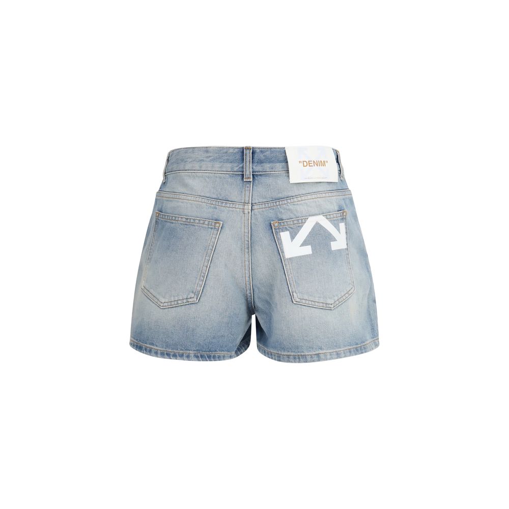 Blaue Baumwoll-Bermudashorts mit Reißverschluss