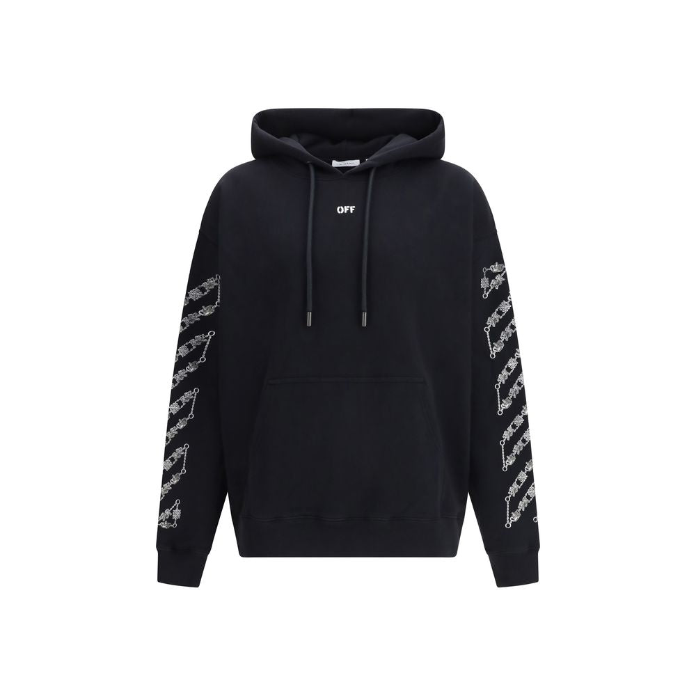 Schwarzer Baumwoll-Hoodie mit Araldic Arrow Graphic
