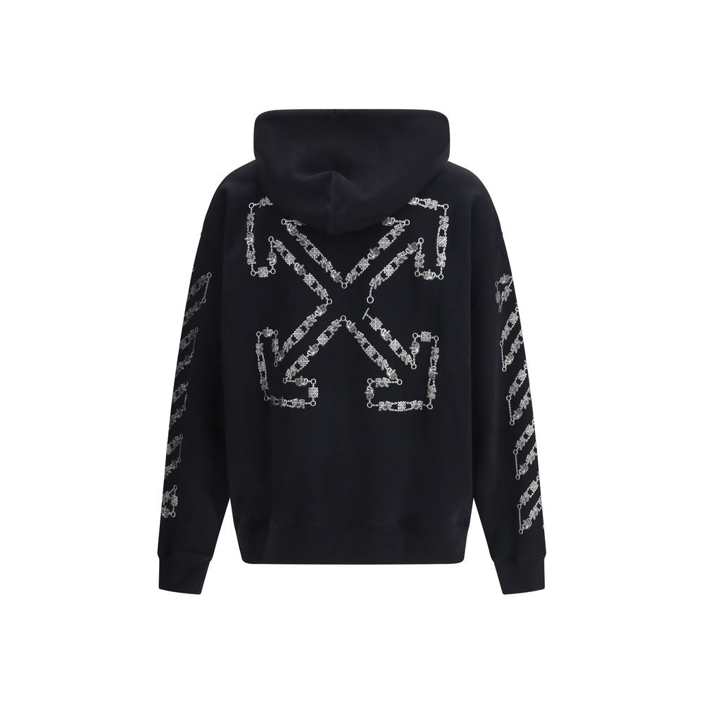 Schwarzer Baumwoll-Hoodie mit Araldic Arrow Graphic