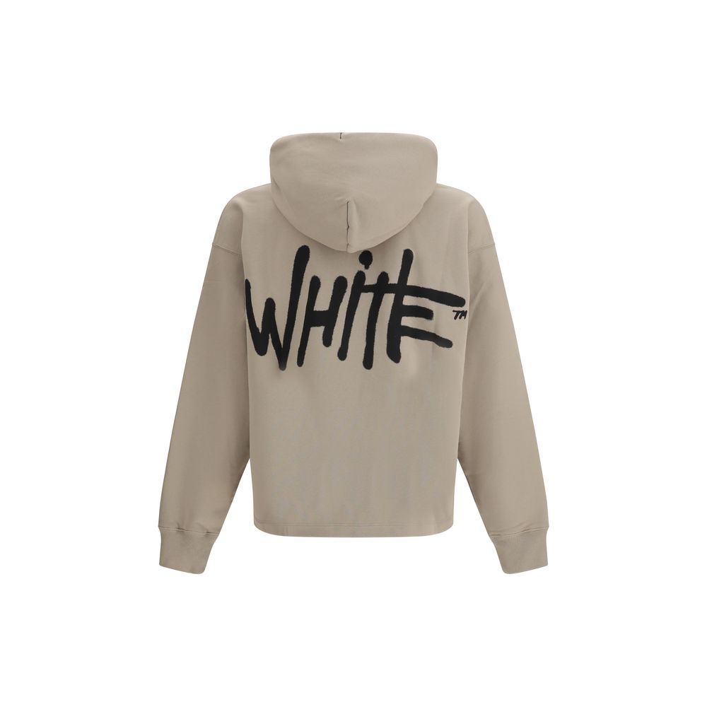 Beige Cotton Sweatshirt with Spray Logo Detail