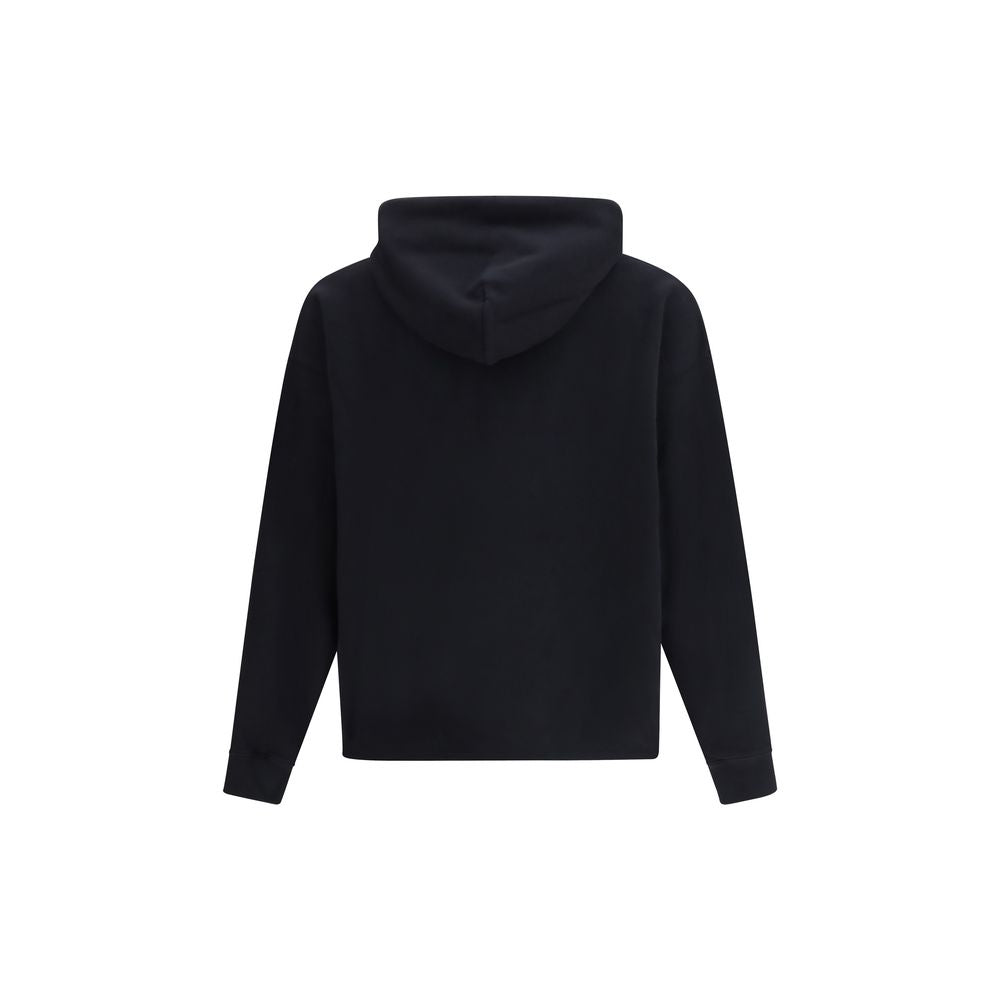 Schwarzer Baumwoll-Hoodie mit Logo-Detail