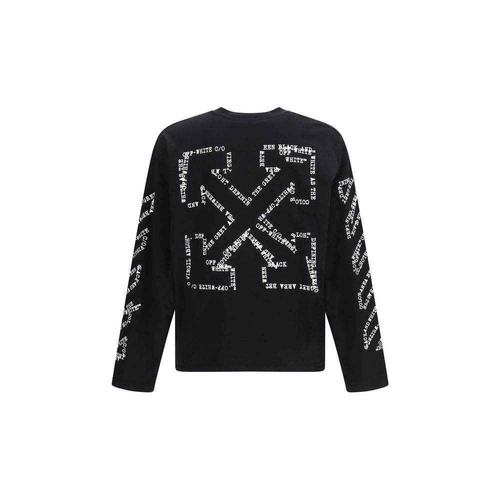 Black Cotton Long-Sleeve T-Shirt with Graphic Lettering