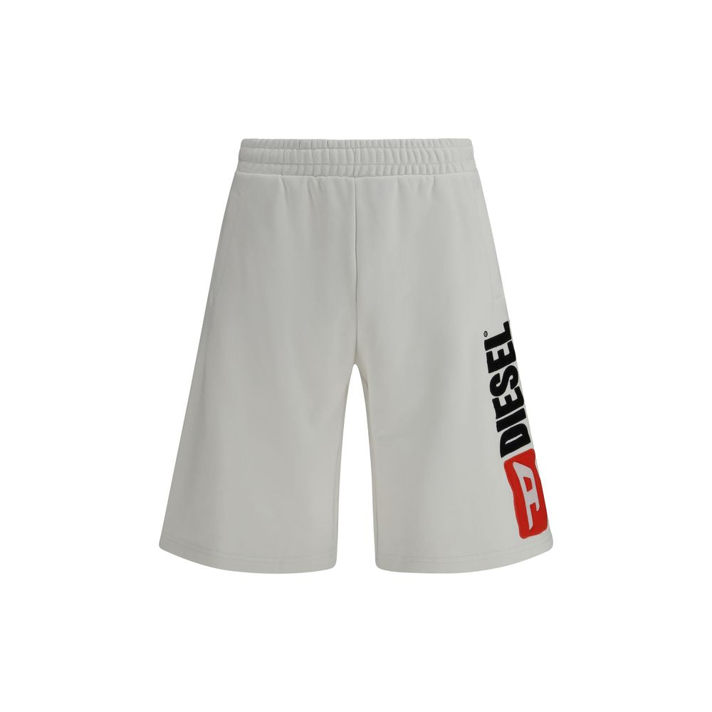 White Cotton Bermuda Shorts with Drawstring Waist