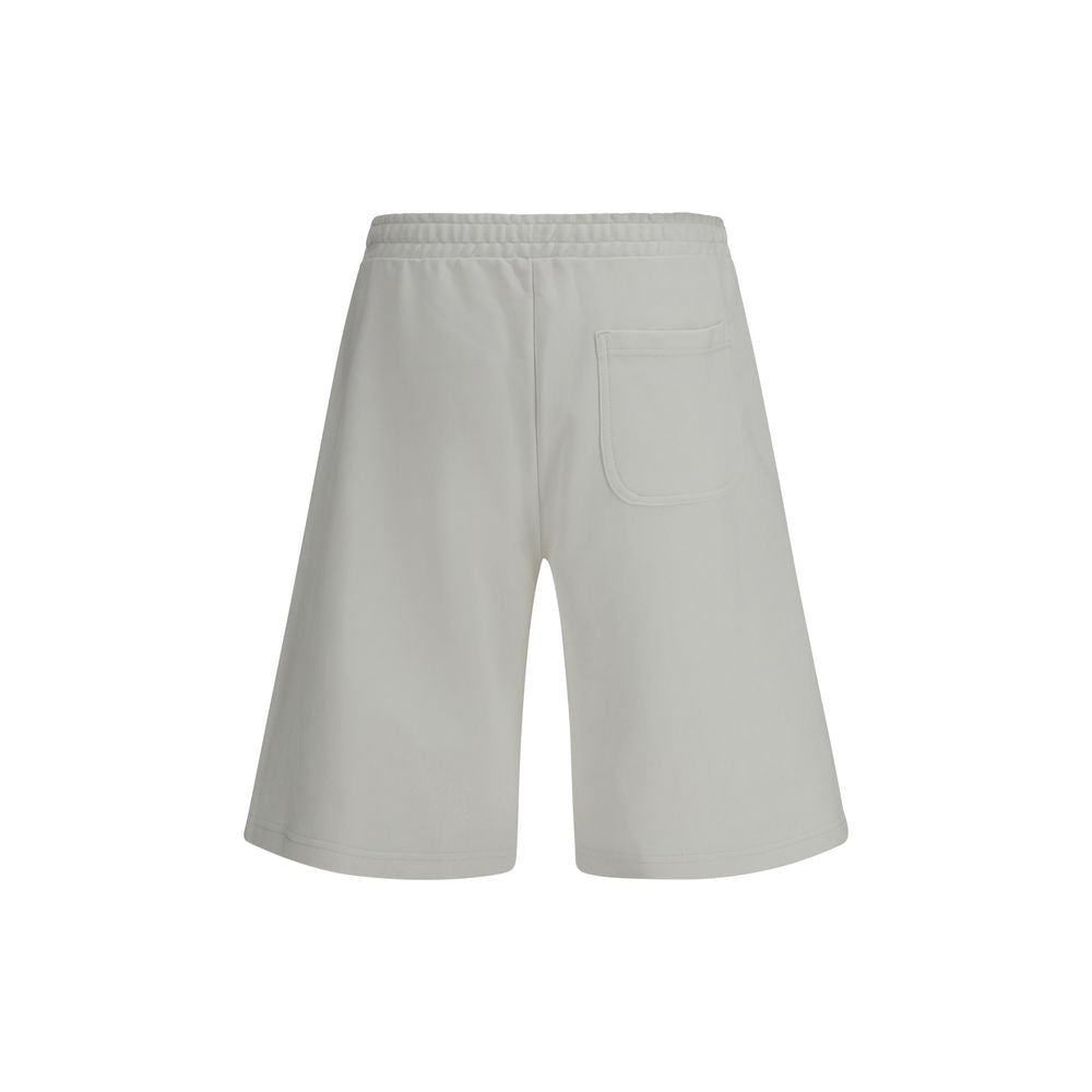 White Cotton Bermuda Shorts with Drawstring Waist