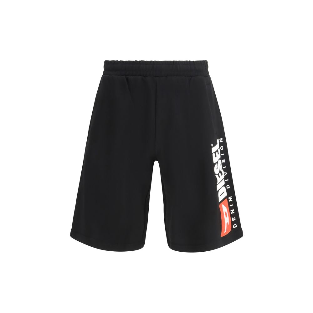 Schwarze Baumwoll-Bermudashorts mit Kordelzug in der Taille