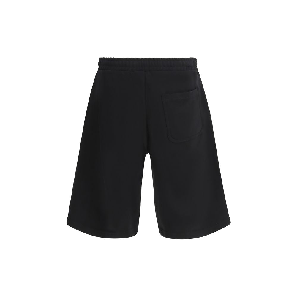 Schwarze Baumwoll-Bermudashorts mit Kordelzug in der Taille