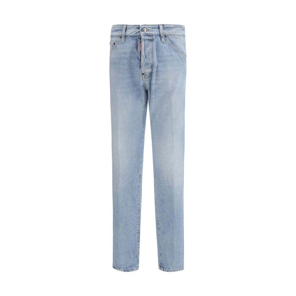 Blaue Jeans im Straight-Leg-Schnitt mit Rissen aus Baumwolle