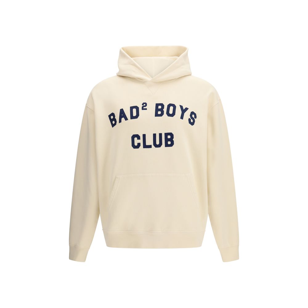 Zweifarbiges Baumwollsweatshirt mit Kapuze und gesticktem Schriftzug